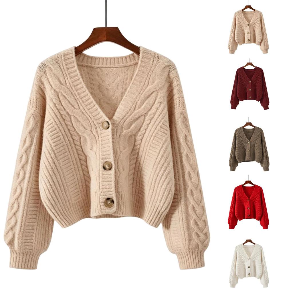 Cárdigan de Punto Casual Vintage Ajustado para Mujer para Uso Diario