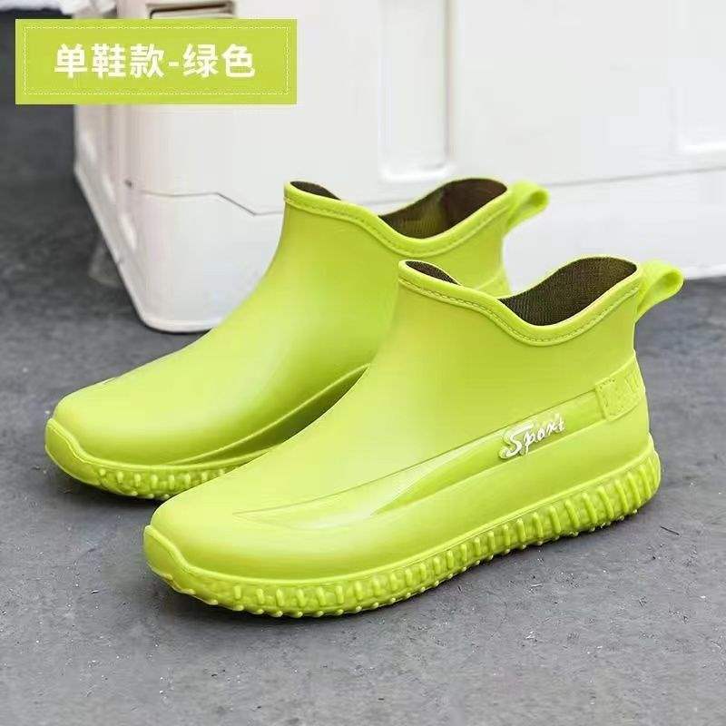 New men's rain shoes short tube non-slip waterproof kitchen platform water boots car wash fishing wear-resistant rubber shoes velvet warm