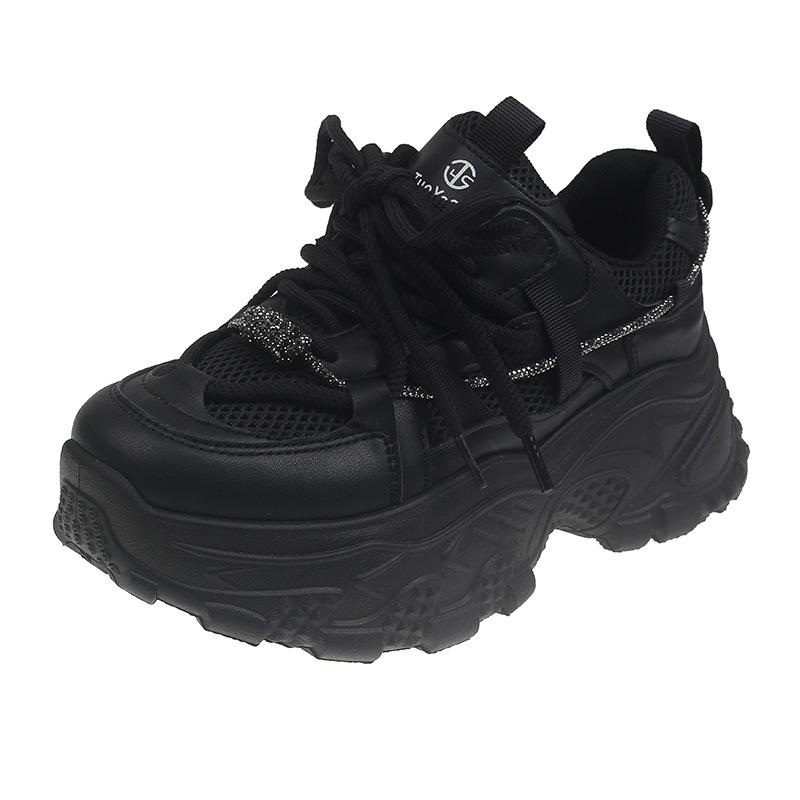 Dad Shoes Girl 2025 Summer New Retro Versatile Platform White Shoes Heightening Lace Mesh Sports Casual Shoes