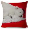 Holiday Puppy Cushion Cover Merry Christmas New Year Design Soft Linen Blend Home Decor Pillow Case