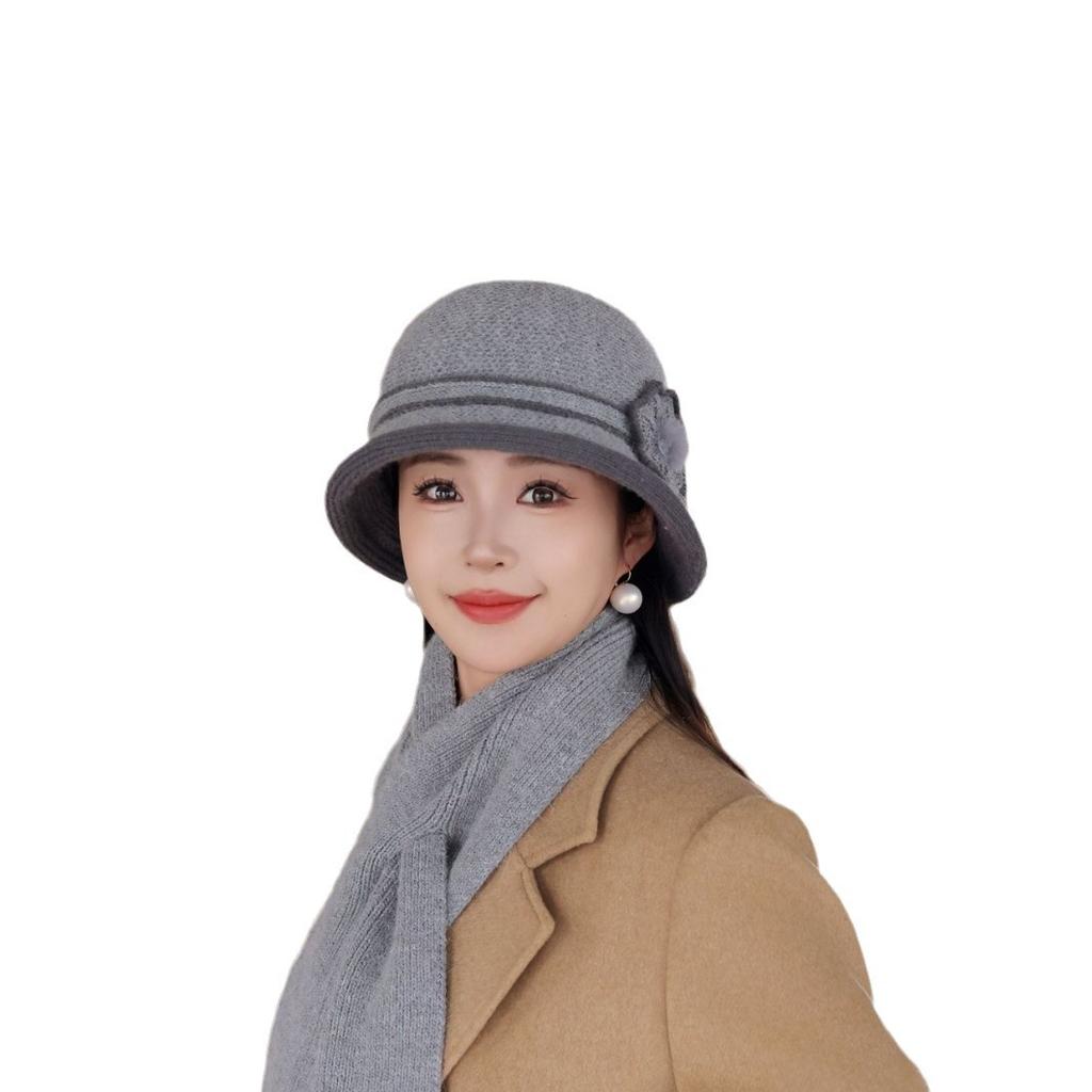 New Winter Warm Basin Hat for Women Fashion Fashionable Mother Hat Plus Velvet Thickened Rabbit Wool Knitted Hat