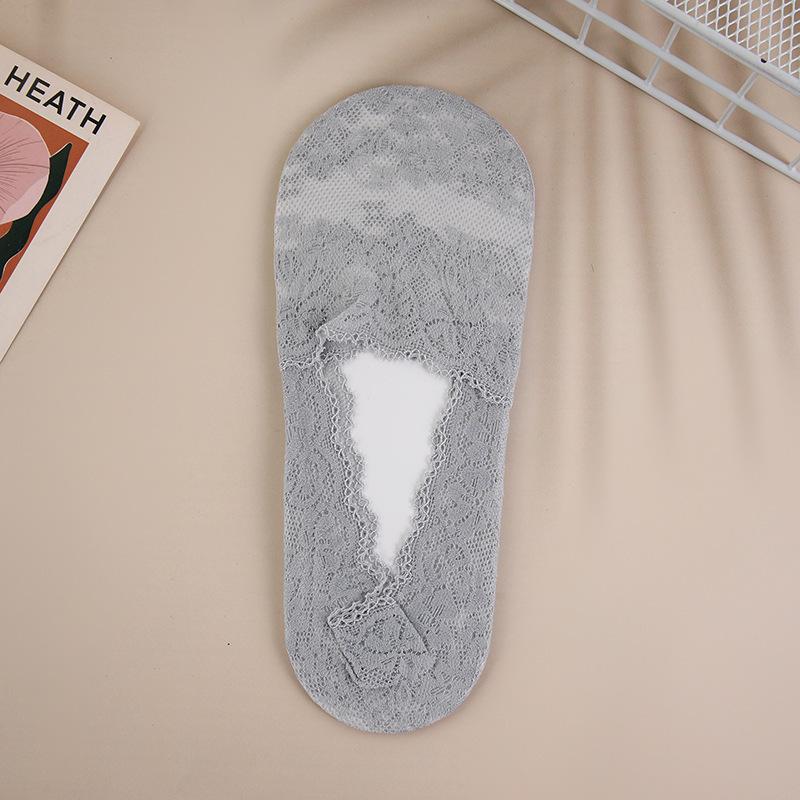Women Socks Thin Breathable Silicone Non-slip Invisible Lace No-show Boat Sock Transparen Fashion Casual Low Cut Boat Socks