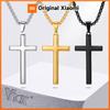 Vnox Simple Mens Cross Pendant Necklaces, Classic Stainless Steel Plain Cross Collar Necklaces