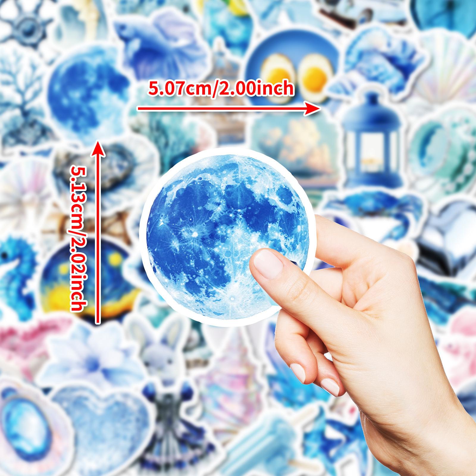 

50 Dreamy Blue Graffiti Decals Blue Planet Crystal Conch No Repetition Decorative Decals Premium Durable Quality