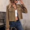 Women's Autumn and Winter Jacket Corduroy Jacket Short Section Lapel Coat
