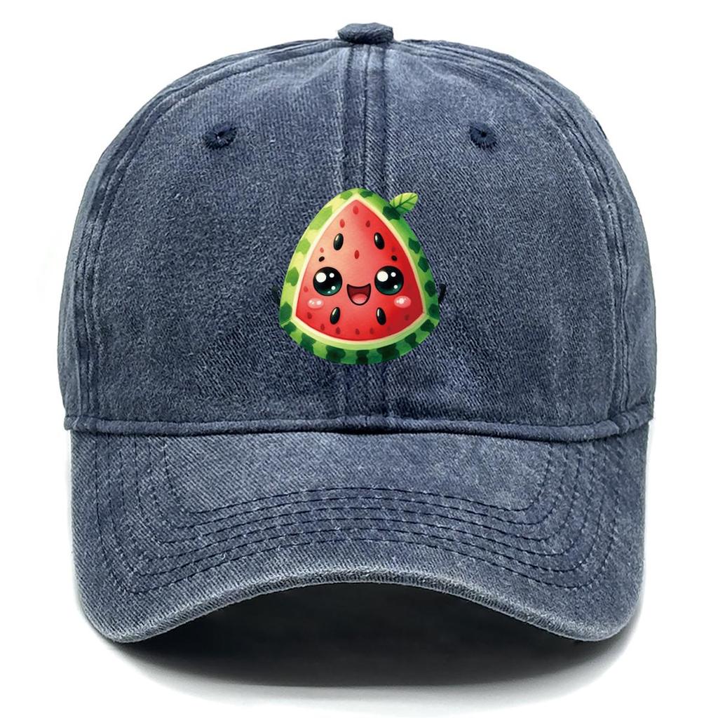 Cartoon Watermelon Print Adjustable Baseball Hat, Fruit Mesh Hat Hip Hop Slouchy Solid Leisure Snapback Baseball Cap