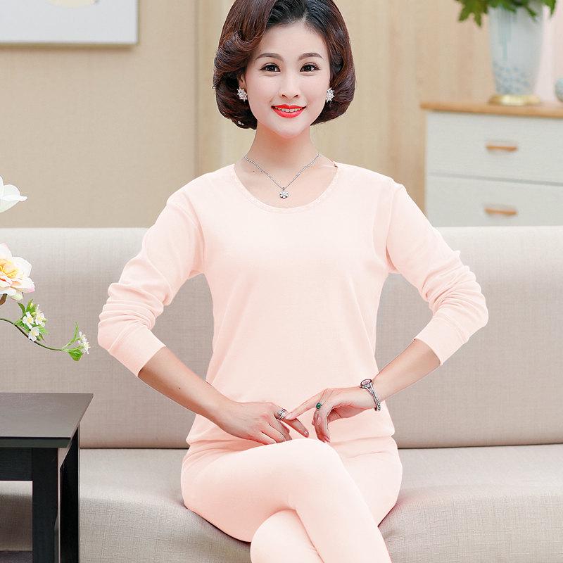 Women's Plus Size Cotton Warm Long Johns Set - Autumn Grandma Style