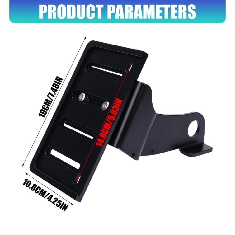 Side Mount Bracket for Motorcycle, Slotted Black Aluminum License Plate Mount with Bolt-On Replacement
