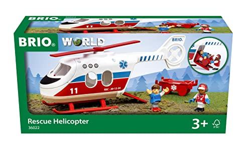 BRIO Ambulance Helicopter [4-Piece Set] 36022, Ages 3+. [Toy, Wooden Toy, Scenery, Helicopter, Gift (Birthday/Christmas)]