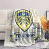 Custom Name Leeds United Flannel Blanket, High quality Comfortable for All Seasons, Home Decor, Warmth and Comfort