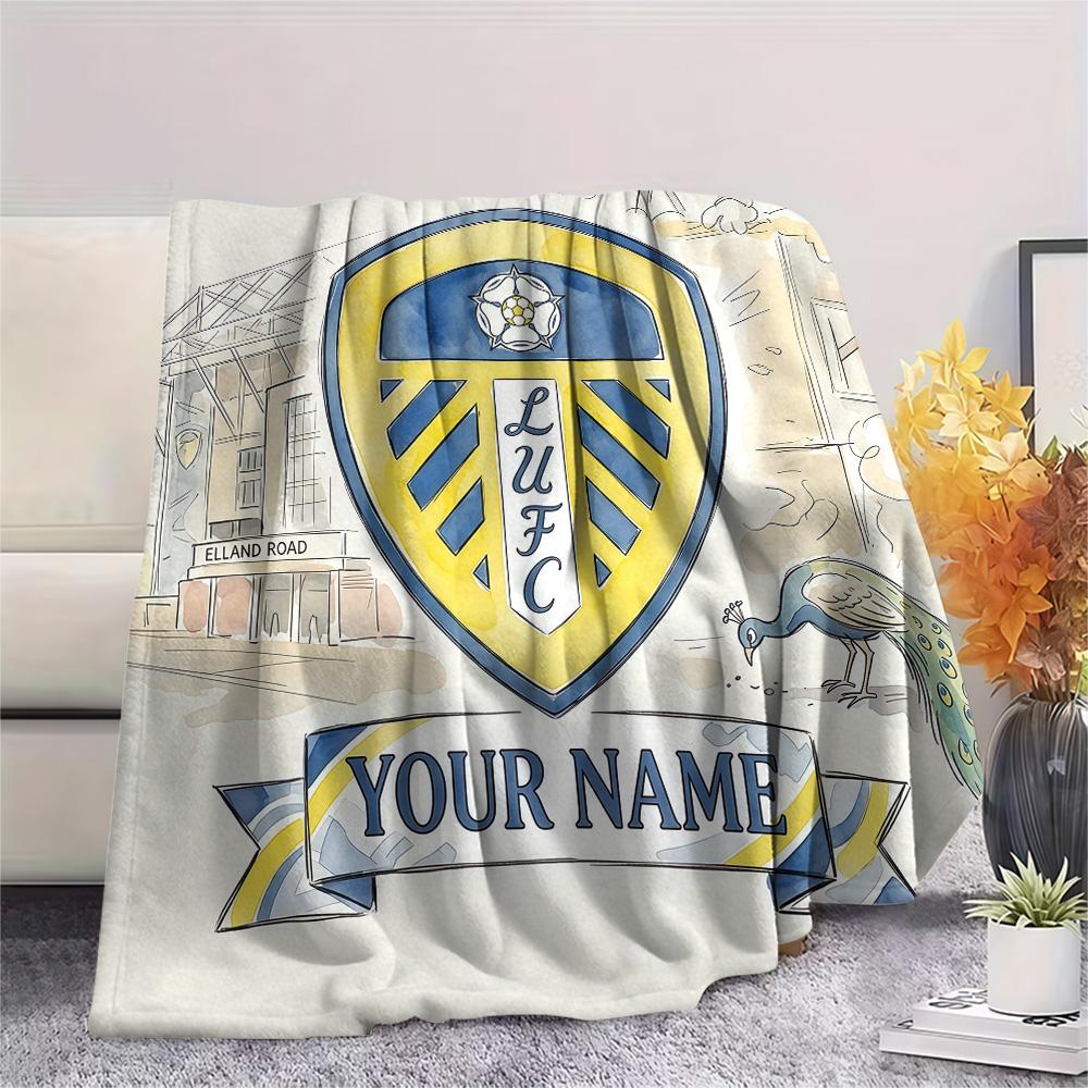 Custom Name Leeds United Flannel Blanket, High quality Comfortable for All Seasons, Home Decor, Warmth and Comfort