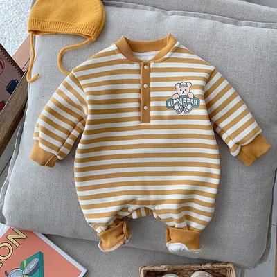 Venetian Baby Stripe Brushed Long -sleeved Space Suit Size 80, Korea Best Childrens Clothes