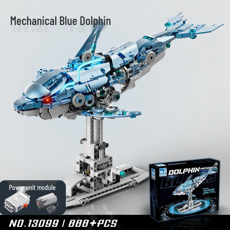 Lego-Compatible Mechanical Parrot, Shark, Whale, and Octopus Assembly Model Toys