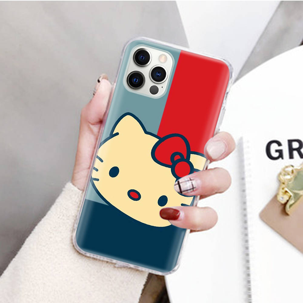 JZ3 Love Hello Kitty Transparent Case for Samsung A04 A14 A23 M33 M53 Realme 10 9 C35 C55 VIVO Y02 X80 Infinix Hot 30 Note 11 Tecno Spark 8P Pro