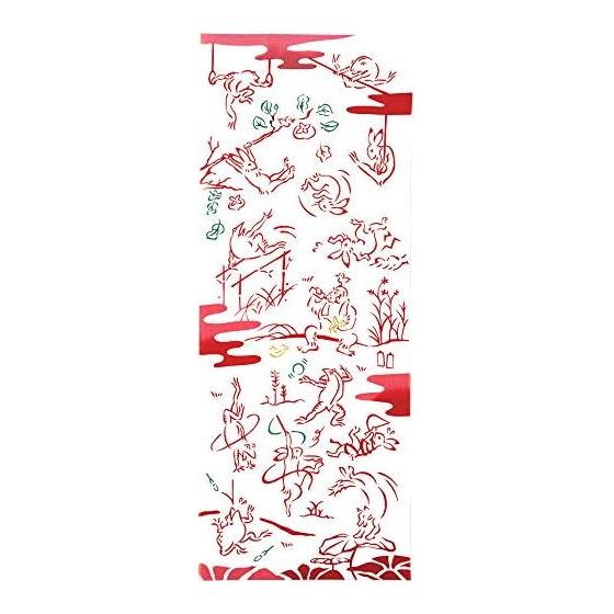Miyamoto Kenema Tenugui Towel, Gymnastics, 35x90cm, 50081 Choju-giga Design, Cotton, Made in Japan