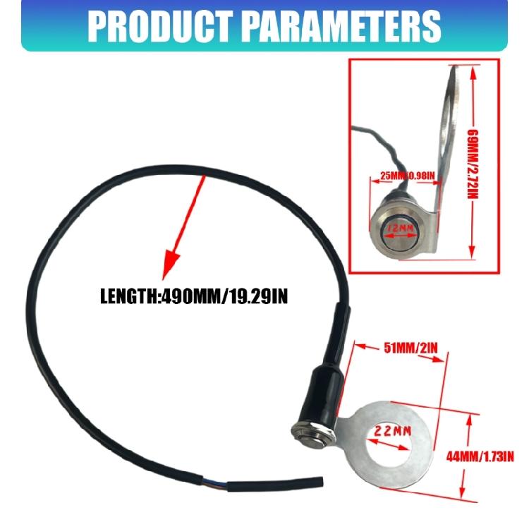 Motorcycle Auxiliary Light Push Button 12V 24V 10A Metal Power Button with Stainless Steel Bracket for Wiring Tasks