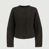 European and American round neck long-sleeved open-sewn knitted cardigan top autumn and winter new slim-fitting and thin sweater jacket women's 