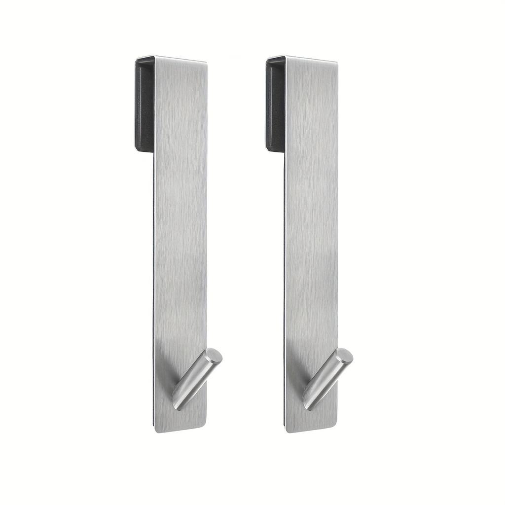 2pcs Heavy-Duty Stainless Steel Glass Door Hooks with Silent Pads - Wall-Mounted Towel Rack for Bathroom for Towels Robes, Coats