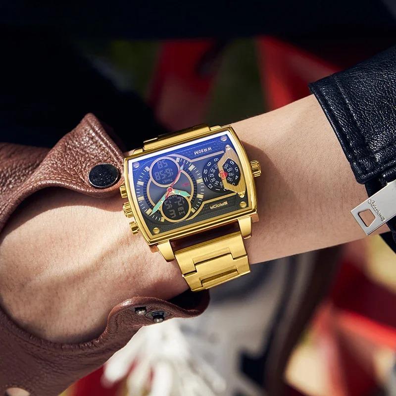 Neue Herrenuhr Mode Quadratisch Großes Zifferblatt Einzigartiges Muster Sportlich Multifunktional Studenten Elektronische Uhr Wasserdichte Uhr