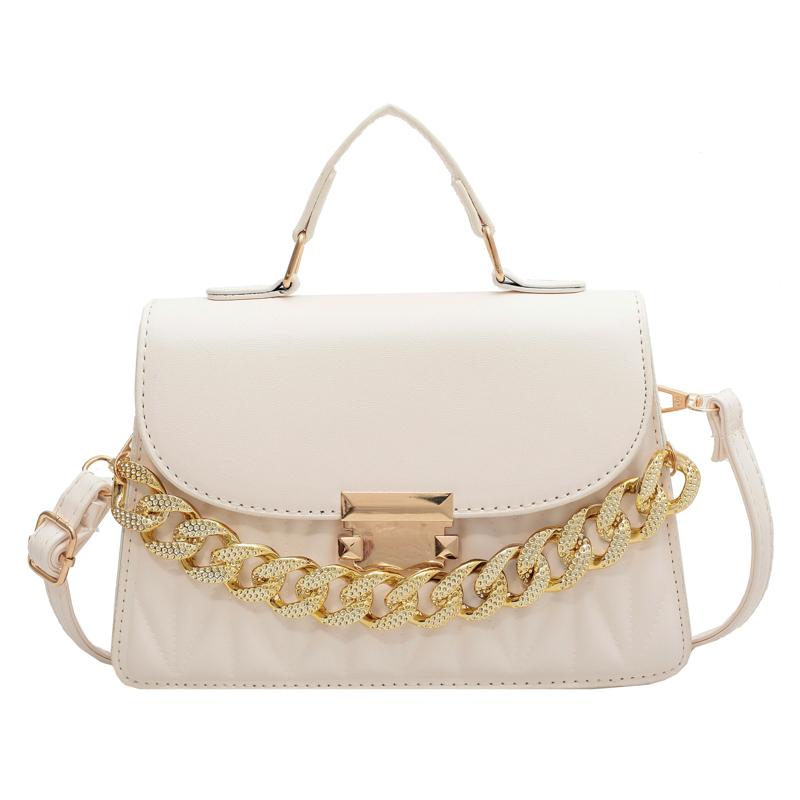 Fashion Leisure Design Women Handbag PU Solid Color Lady Shoulder Bag Chain Decoration Female Crossbody Bag For Outings Commute