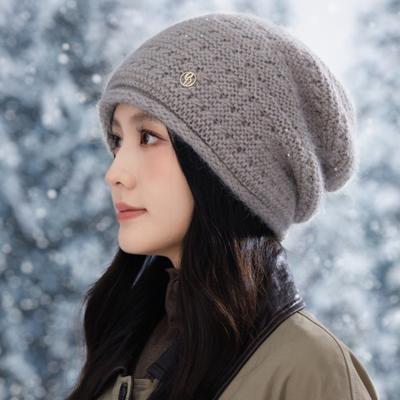 Autumn and Winter Women's Hats,Plush Outdoor Cold-proof Ear Protectors, Knitted Hats Women's Winter Knitted Wool Hat Outdoor Travel Windproof Hat