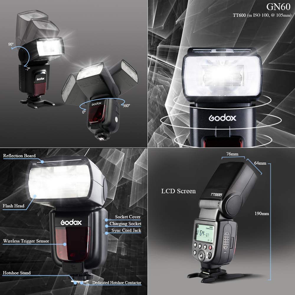 Authorized Agent Japanese Instruction GODOX TT600 Strobe Guide Number 60 Flash Speedlight Compatible with Digital Cameras Such As Canon Nikon Fuji