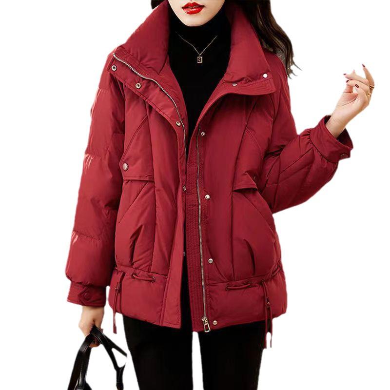 Women's 2025 Hot Style Red Thickened Down Cotton Jacket