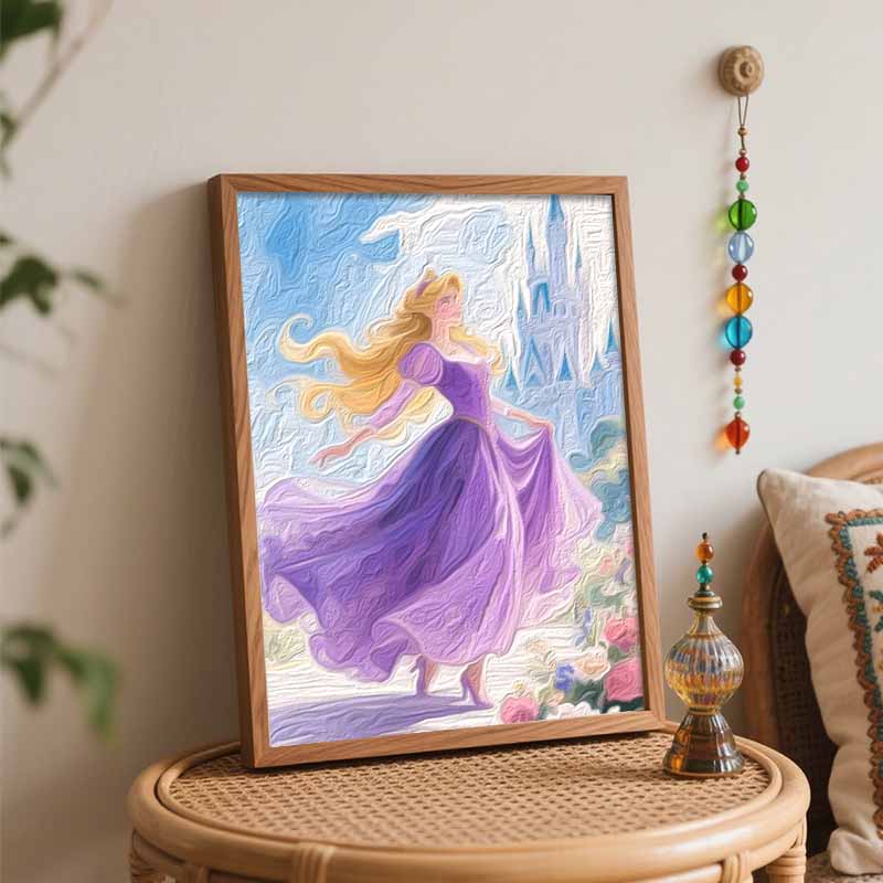 Disney Rapunzel oil painting art set handmade diy gift home decoration. Princess castle wall art canvas painting paint by numbers.
