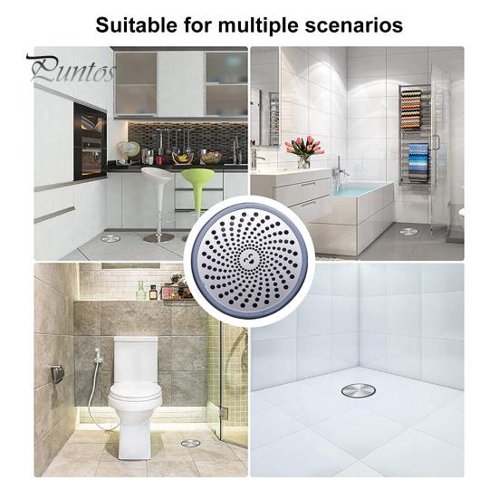 Stainless Steel Floor Drain Filter Hair Catcher with Silicone Ring Rust-Resistant Bathroom Sink Strainer Shower Drain Hair Trap Stopper