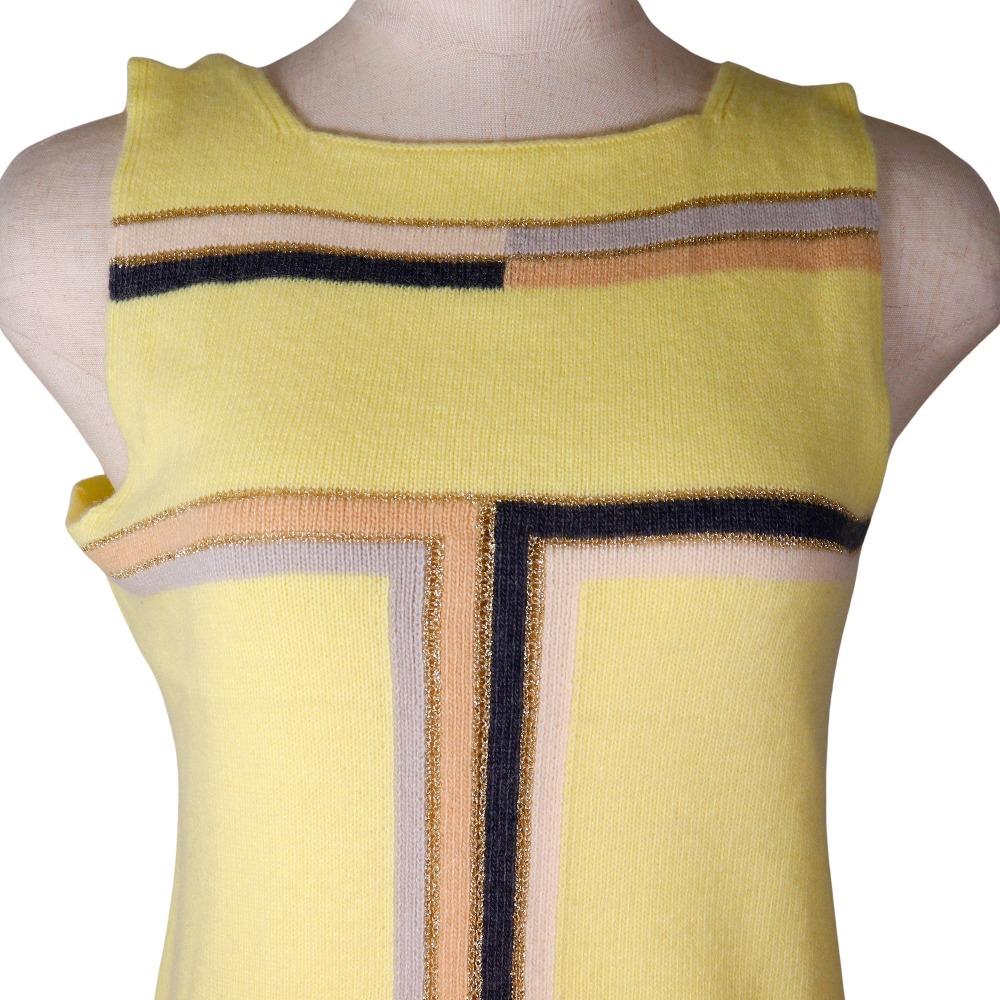 Chanel No Sleeve Knit P17019W02730 01C Yellow cashmere/Rayon/polyester Women Used