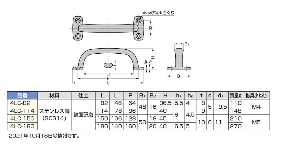 Sugatsune Industrial LAMP Stainless Steel Handle 4LC-180