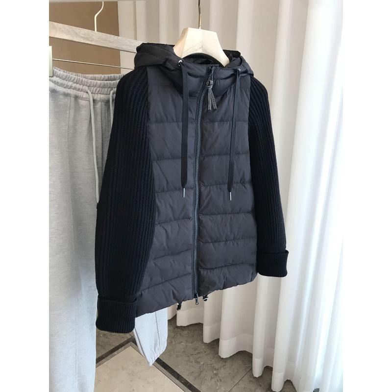 

Дизайн меньшинства Бай Да Гао Теплая куртка с капюшоном, вязаная, на хлопковой подкладке, женская 3XL чёрный