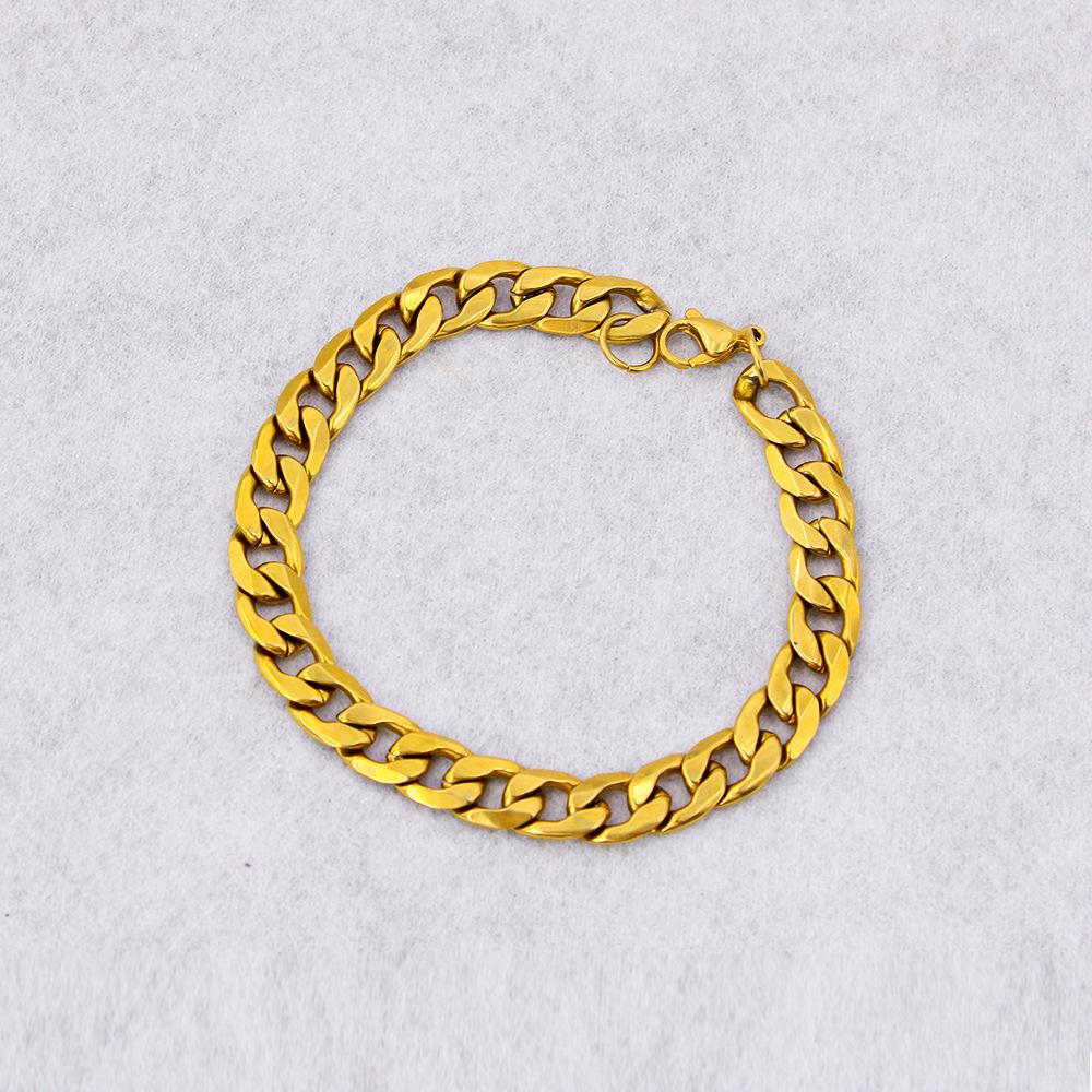Men s Trendy French Retro Gold-Plated Stainless Steel Necklace Set (9mm)