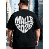 European Sizes New Style Back Print Fun T Shirt Black Malle 2026 Graphic And Text Design for Casual Outings Holiday Gift Fashionable