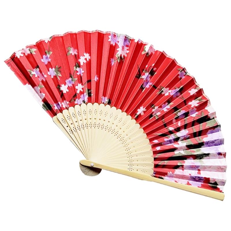 Large Folding Hand Fan Vintage Floral Fan for Women Girls Wedding Festival Dance Gift Performances Home Decorations