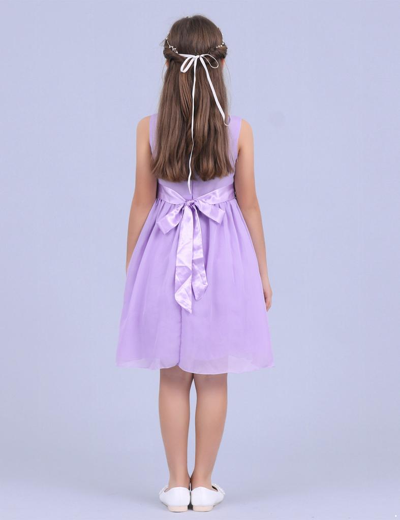 Kids Girls Princess Dress V Neck Flower Tutu Dress Pageant Junior Prom Gown Wedding Bridesmaid Evening Party Dress