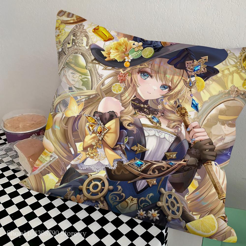 Game Genshin Impact Navia Caspar Pillow Case Square Pillow Bedroom Sofa Leisure Comfort Cushion Car Living Room Home Decoration