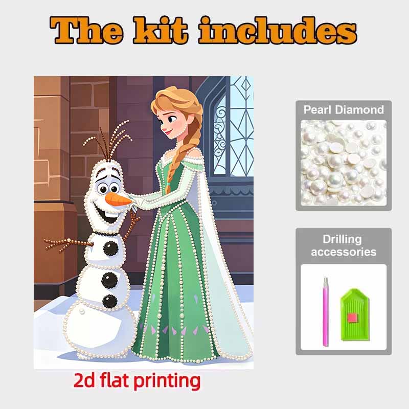 Disney Pearl Painting Anna and Olaf DIY Pearl Art Painting Pearl Gem Painting Pictures Crafts Special Shape Home Wall Decoration