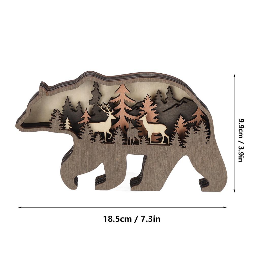 with Light Forest Animal Wood Crafts 3D Luminous Wooden Animal Ornament Wood Animal Craft Home