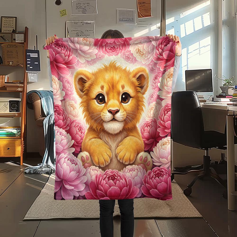 1Pc Cartoon Print Flannel Blanket, High Quality Comfortable for All Seasons, Home Decor, Warmth and Comfort, Perfect for Christmas Birthday Gift