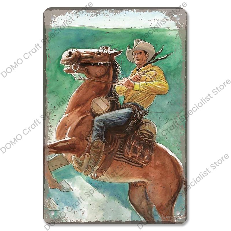 Western Cowboys Vintage Poster Metal Tin Signs Lone Ranger Horse Retro Metal Plate Wall Decor for Jockey Club Pub Man Cave