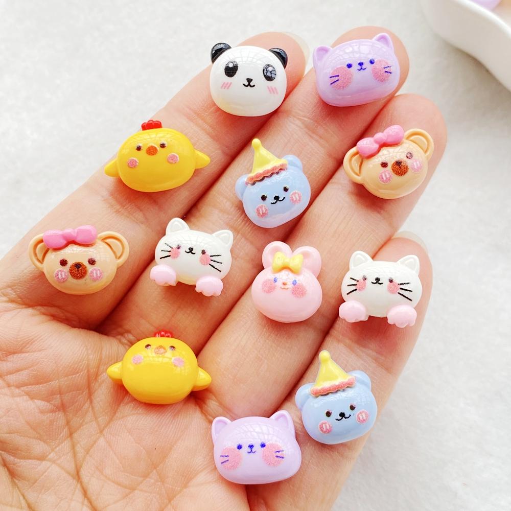 

20pcs Kawaii Shiny Cute Cartoon Bear, Rabbit, Cat Flat back Resin Scrapbook Figurines DIY Home Decor Crafts