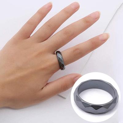 Finger Ring Geometric Black Surface Trendy All Round Match Ring for Dating