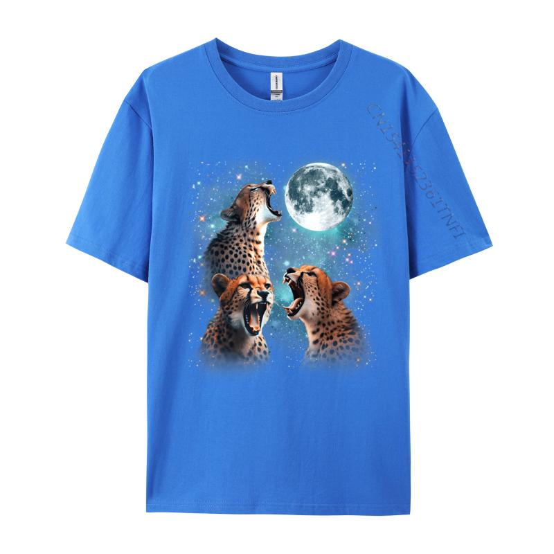 Unisex Tshirts 3 Cheetah Moon Howling Cheetah Head Funny For Fashion Leisure Tops Shirt Cotton Fabric Tshirts Design Tee Shirt