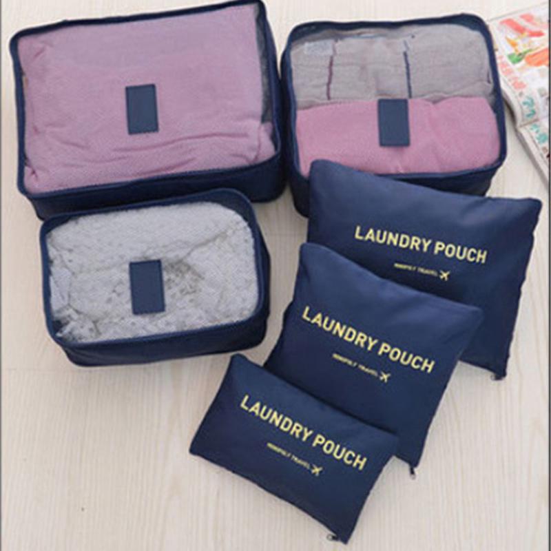 topxingch 6 bolsas de almacenamiento de viaje con cremallera organizador de ropa impermeable equipaje maleta bolsa azul marino