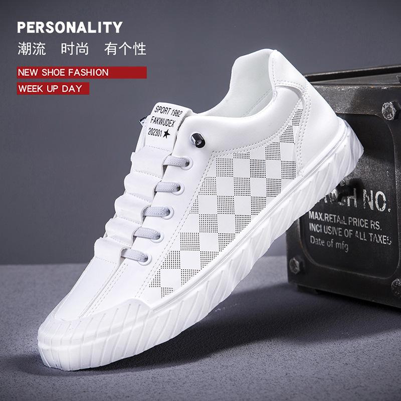 Men's Shoes Casual and Lightweight Shoes Men's Flat-soled Sports Shoes Trendy Breathable Versatile Board Shoes Soft Sole Lace-up Work Men's Shoes