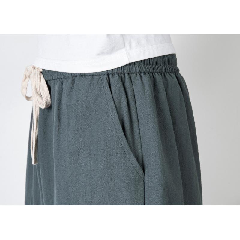 Men'S Linen Shorts Solid Color Loose Straight-Leg Beach Pants Cotton-Linen Plus SizeTrousers