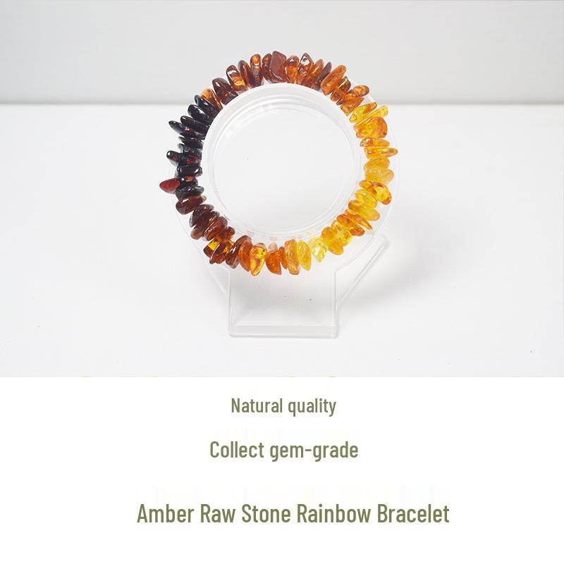 Natural Baltic Amber Rainbow Stone Bracelet - New Chinese Style, Purified Water