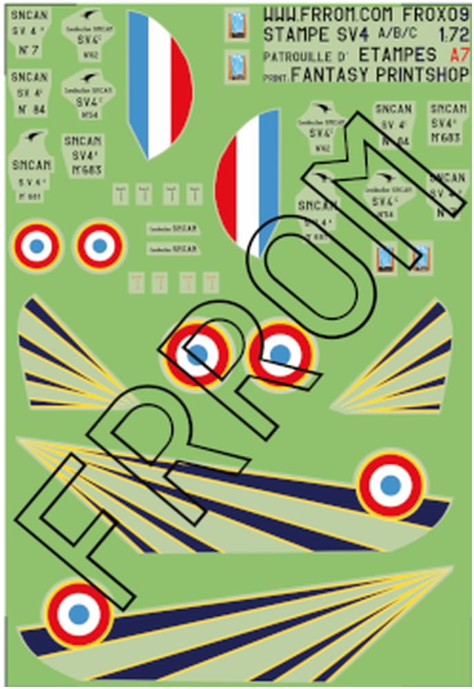 Azure From Stamp Patrouille de Etampes Decal Azure Plastic Model Decal AZUFR0X09 1/72 SV.4 (for From)