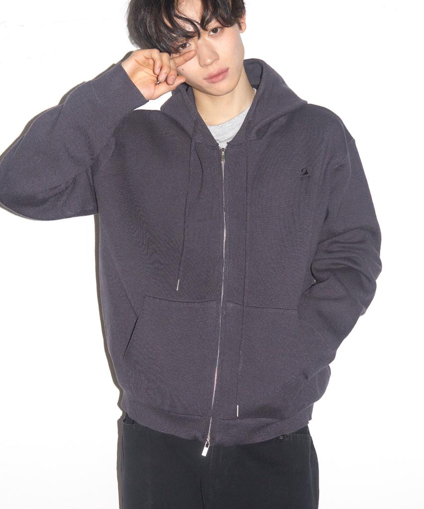 Someplace Man Normal Basic Line Oversized Logo Knit Hooded Zip-Up Jacket Jumper_3 Colors
